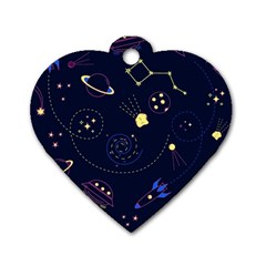 Cartoon-space-seamless-pattern-vectors Dog Tag Heart (one Side)