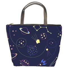 Cartoon-space-seamless-pattern-vectors Bucket Bag by Jancukart