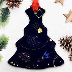 Cartoon-space-seamless-pattern-vectors Christmas Tree Ornament (two Sides)