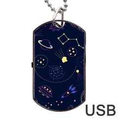 Cartoon-space-seamless-pattern-vectors Dog Tag Usb Flash (one Side)