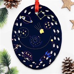 Cartoon-space-seamless-pattern-vectors Oval Filigree Ornament (two Sides)