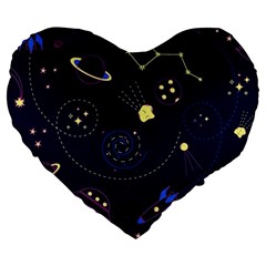 Cartoon-space-seamless-pattern-vectors Large 19  Premium Heart Shape Cushions