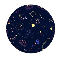 Cartoon-space-seamless-pattern-vectors Mini Round Pill Box