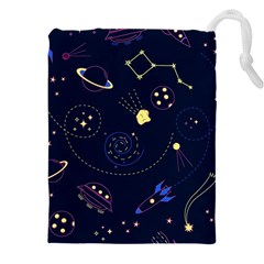 Cartoon-space-seamless-pattern-vectors Drawstring Pouch (4xl) by Jancukart