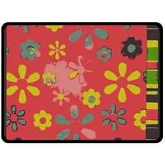 Aiflowers-pattern Fleece Blanket (Large) 