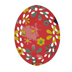 Aiflowers-pattern Oval Filigree Ornament (Two Sides)