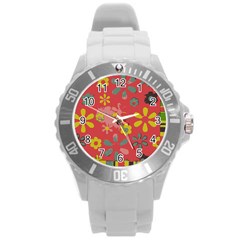 Aiflowers-pattern Round Plastic Sport Watch (L)