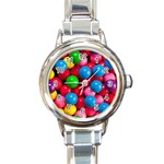 Bubble Gum Round Italian Charm Watch Front