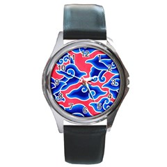 Batik Megamendung Round Metal Watch by artworkshop