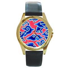 Batik Megamendung Round Gold Metal Watch by artworkshop