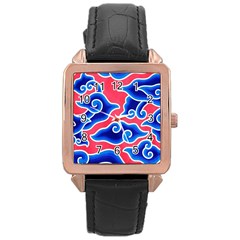 Batik Megamendung Rose Gold Leather Watch  by artworkshop