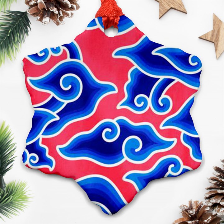 Batik Megamendung Snowflake Ornament (Two Sides)