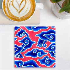 Batik Megamendung Uv Print Square Tile Coaster  by artworkshop