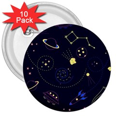 Cartoon-space-seamless-pattern-vectors 3  Buttons (10 Pack) 