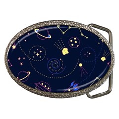 Cartoon-space-seamless-pattern-vectors Belt Buckles