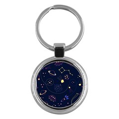 Cartoon-space-seamless-pattern-vectors Key Chain (round)