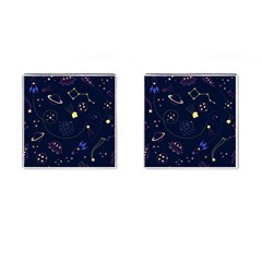 Cartoon-space-seamless-pattern-vectors Cufflinks (square)