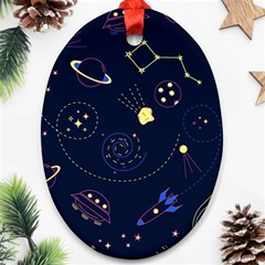 Cartoon-space-seamless-pattern-vectors Oval Ornament (two Sides)