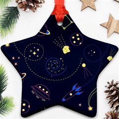 Cartoon-space-seamless-pattern-vectors Star Ornament (two Sides)