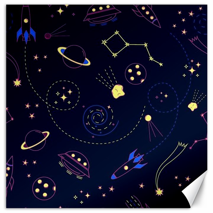 Cartoon-space-seamless-pattern-vectors Canvas 20  x 20 