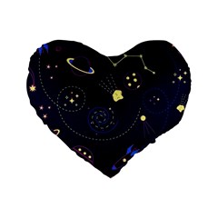 Cartoon-space-seamless-pattern-vectors Standard 16  Premium Heart Shape Cushions