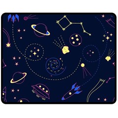 Cartoon-space-seamless-pattern-vectors Double Sided Fleece Blanket (medium)  by Jancukart