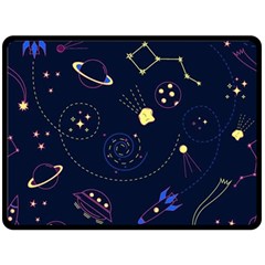 Cartoon-space-seamless-pattern-vectors Double Sided Fleece Blanket (large)  by Jancukart