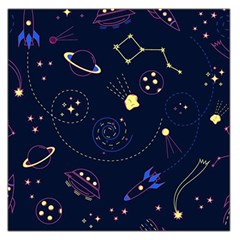 Cartoon-space-seamless-pattern-vectors Square Satin Scarf (36  X 36 )