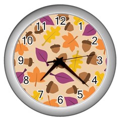 Seamless Verson Of Fal Pattern Wall Clock (silver)