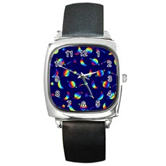 Space-pattern Colourful Square Metal Watch