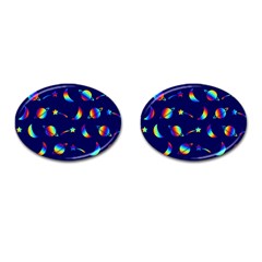 Space-pattern Colourful Cufflinks (oval)