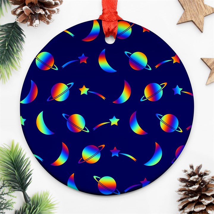 Space-pattern Colourful Round Ornament (Two Sides)