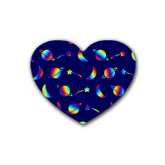 Space-pattern Colourful Rubber Heart Coaster (4 Pack)