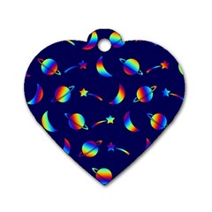 Space-pattern Colourful Dog Tag Heart (two Sides)