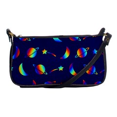 Space-pattern Colourful Shoulder Clutch Bag