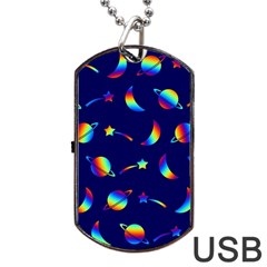 Space-pattern Colourful Dog Tag Usb Flash (one Side)