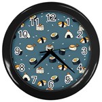 Sushi Pattern Wall Clock (Black) Front