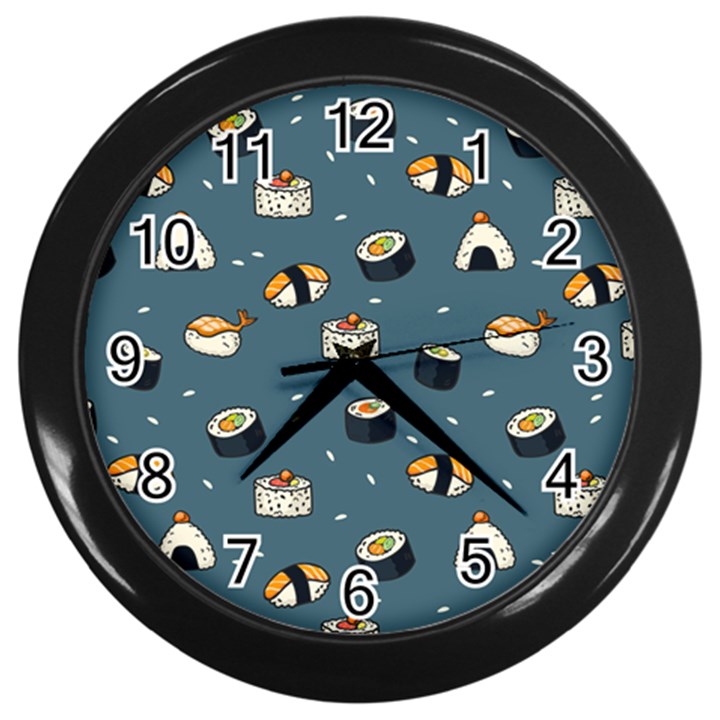 Sushi Pattern Wall Clock (Black)