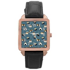 Sushi Pattern Rose Gold Leather Watch 