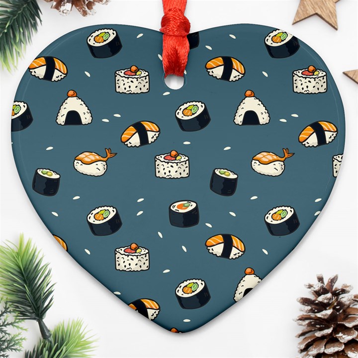 Sushi Pattern Heart Ornament (Two Sides)