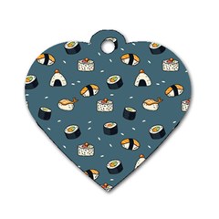 Sushi Pattern Dog Tag Heart (one Side)