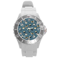 Sushi Pattern Round Plastic Sport Watch (l)