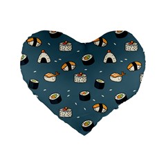 Sushi Pattern Standard 16  Premium Heart Shape Cushions by Jancukart