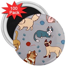 Cats Pattern 3  Magnets (100 Pack) by Jancukart