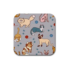 Cats Pattern Rubber Coaster (square)