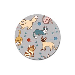 Cats Pattern Magnet 3  (round) by Jancukart