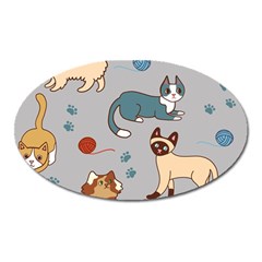 Cats Pattern Oval Magnet by Jancukart