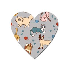 Cats Pattern Heart Magnet by Jancukart