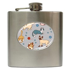 Cats Pattern Hip Flask (6 Oz)