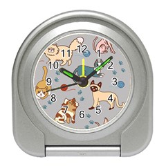 Cats Pattern Travel Alarm Clock